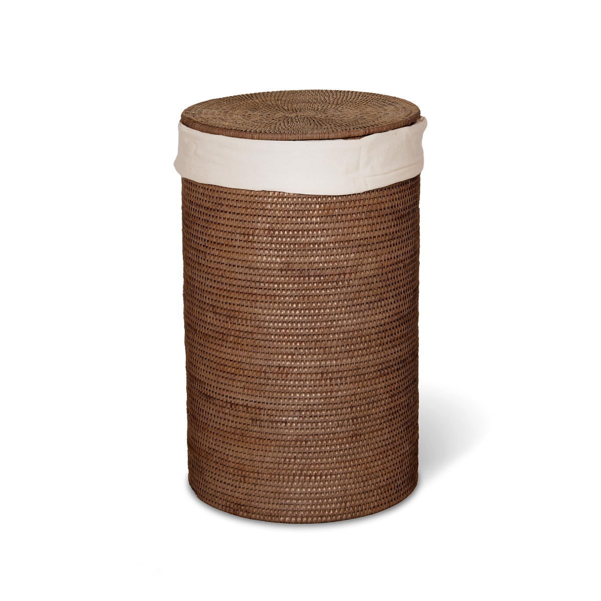 Decor Walther BASKET WB SMALL Wäschebehälter – mit Leinensack - Rattan dunkel – Art. 0936592