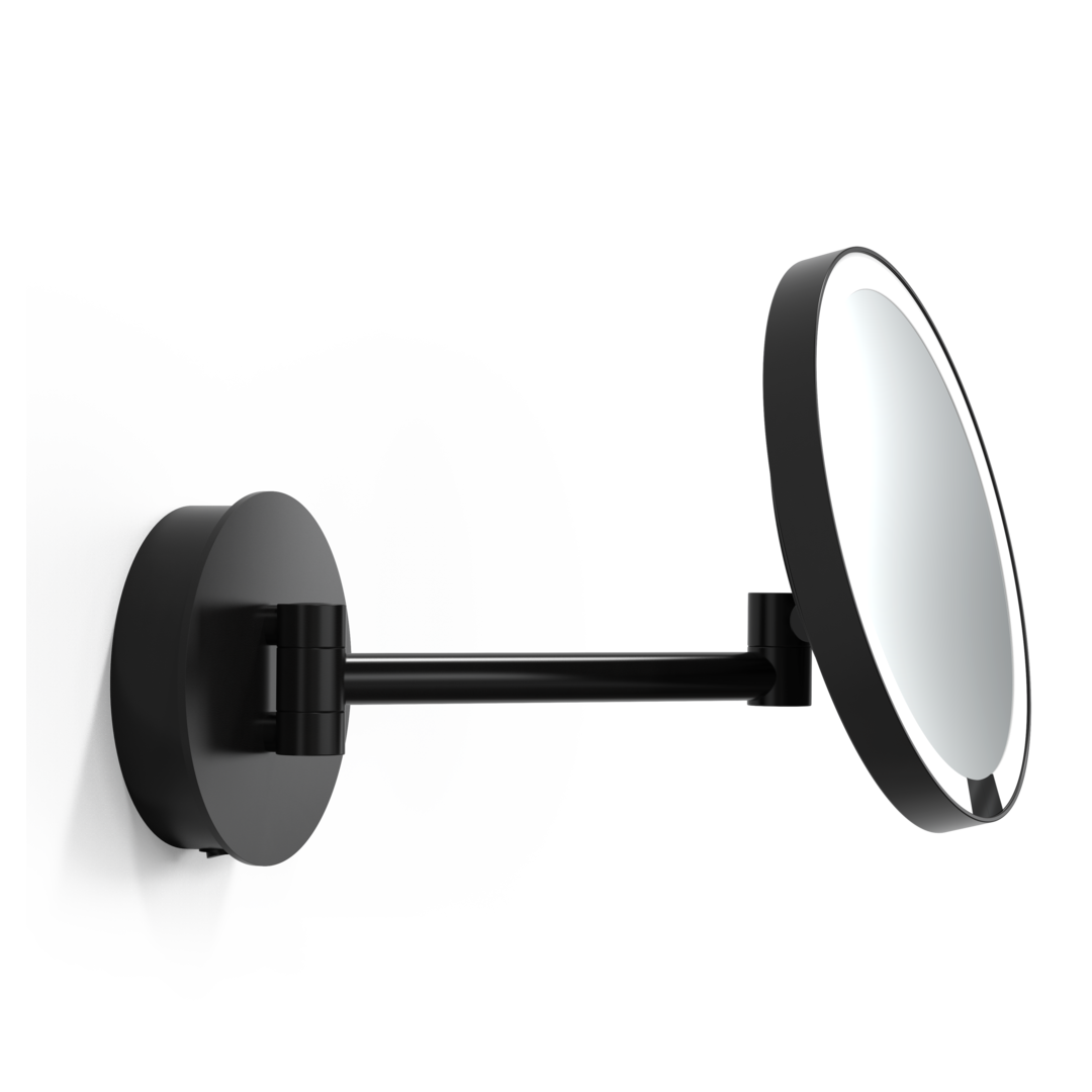 Decor Walther LOOK PLUS WD 5X LED Wandkosmetikspiegel beleuchtet – Schwarz matt - 5-fache Vergrößerung - Direktanschluss – Art. 0125860