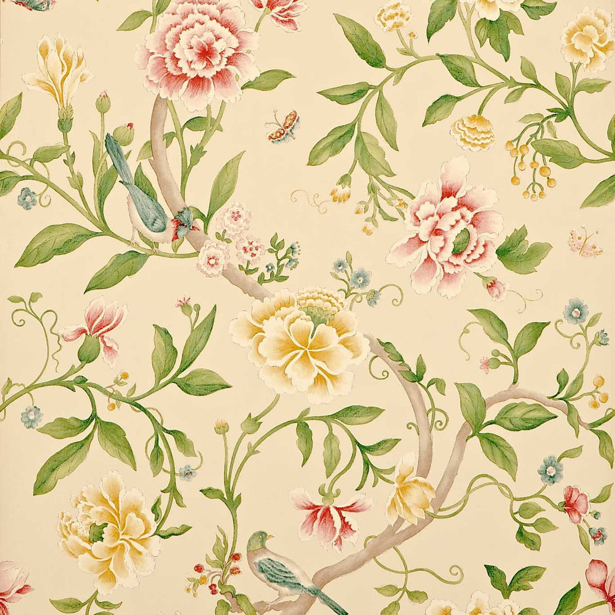 Sanderson - Tapete Porcelain Garden-Tapeten-Sanderson-RED/BEIGE DCAVPO104-DCAVPO104-Toju Interior