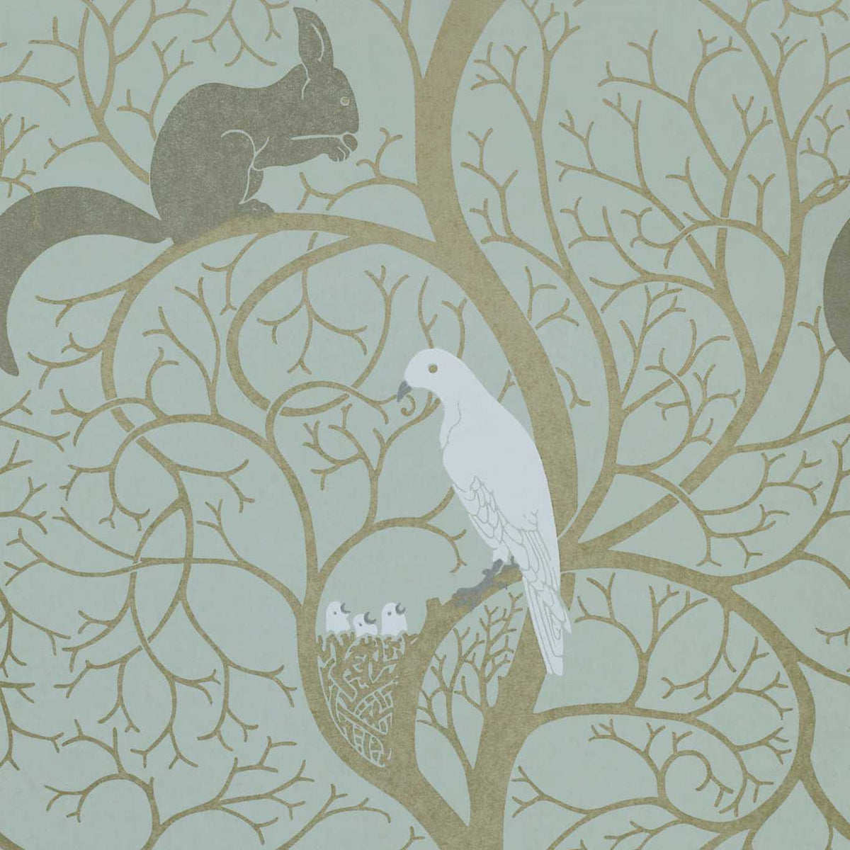 Sanderson - Tapete SQUIRREL & DOVE-Tapeten-Sanderson-EGGSHELL/IVORY DVIWSQ103-DVIWSQ103-Toju Interior