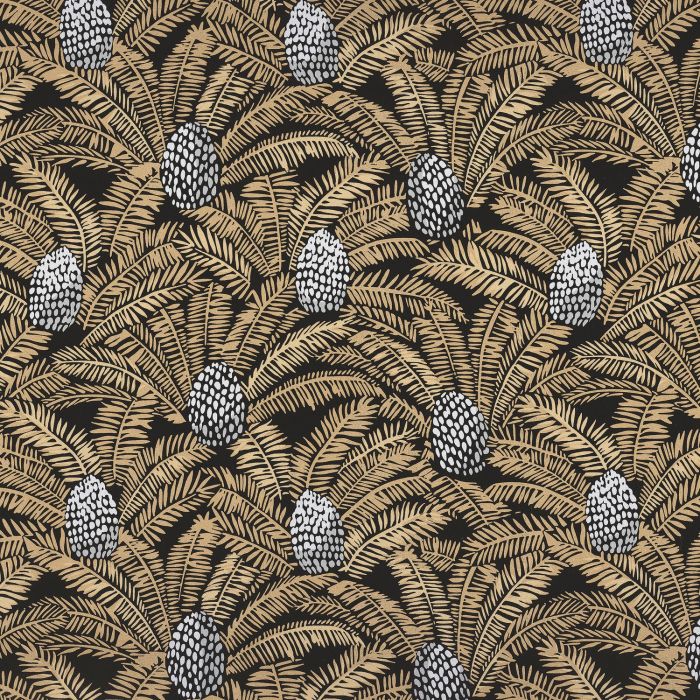 Casamance Palmeta Tapete Noir / Doré – 74741840