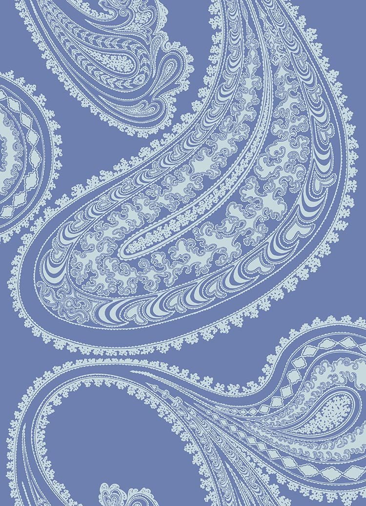 Cole & Son Rajapur Flock Hyacinth Blue & White 112/9032 – Muster