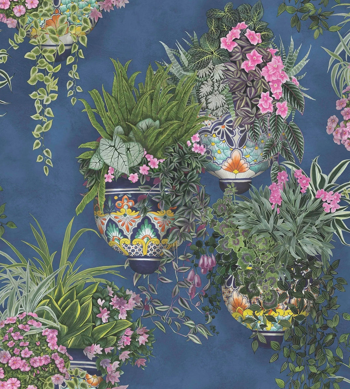 Cole & Son Talavera Fuchsia & Forest Greens on Cerulean Sky 117/9026 – Muster