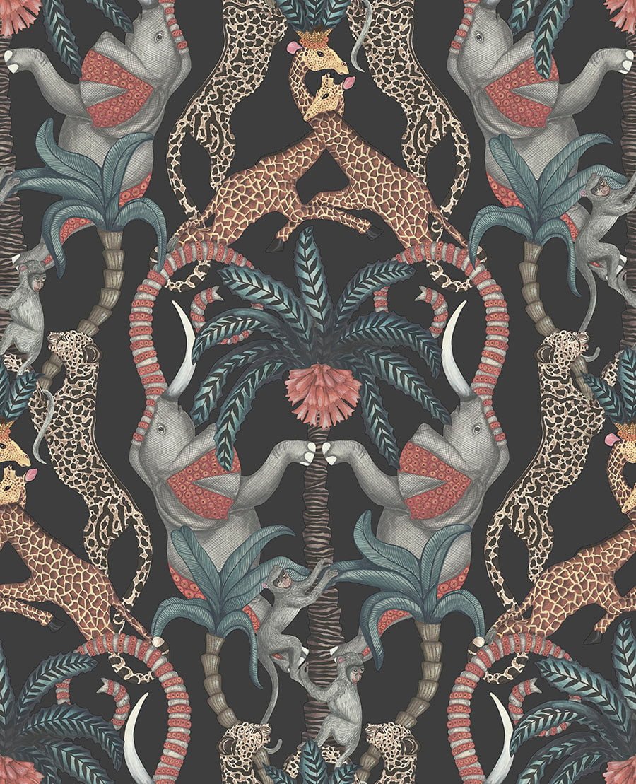 Cole & Son Safari Totem Ruby & Print Room Blue on Charcoal 119/2008 – Muster