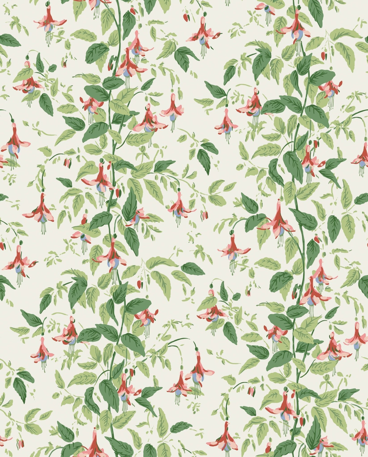 Cole & Son Fuchsia Rose Pink and Soft Green on Parchment 128/6028 – Muster
