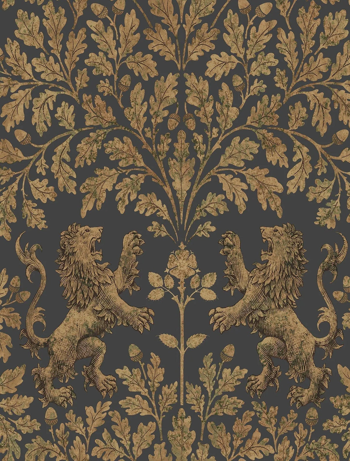 Cole & Son Boscobel Oak – Metallic Antique Gold on Black (116/10036)