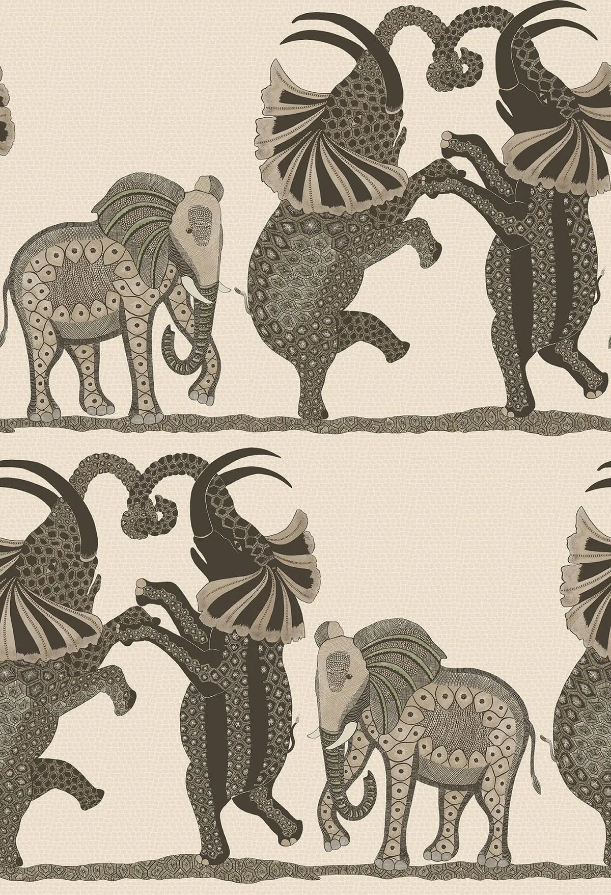 Cole & Son Safari Dance Tapete Linen & Charcoal on Parchment (109/8036)