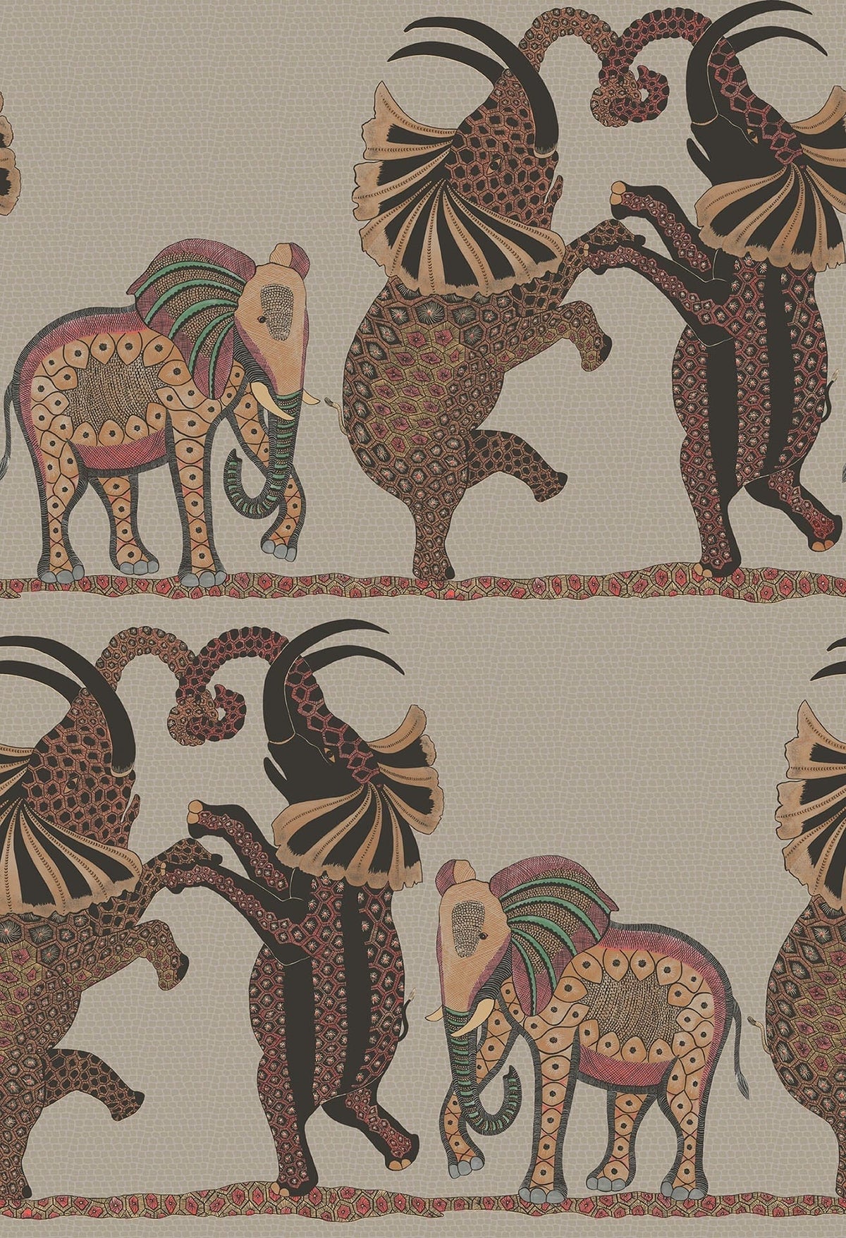 Cole & Son Safari Dance Tapete Ginger & Red on Linen (109/8038)