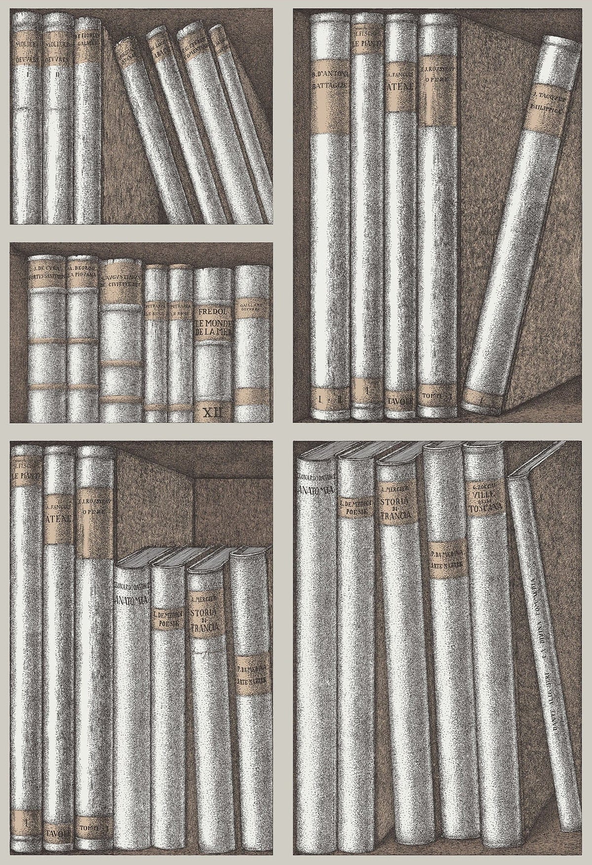 Cole & Son Ex Libris Tapete in Stone & Linen