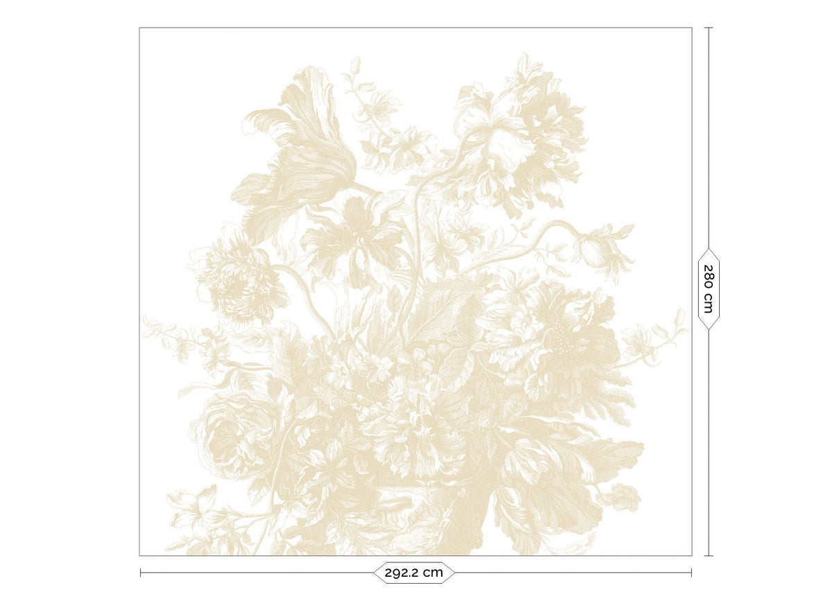 KEK Amsterdam Engraved Flowers Beige Tapete – 292,2 × 280 cm FU-040