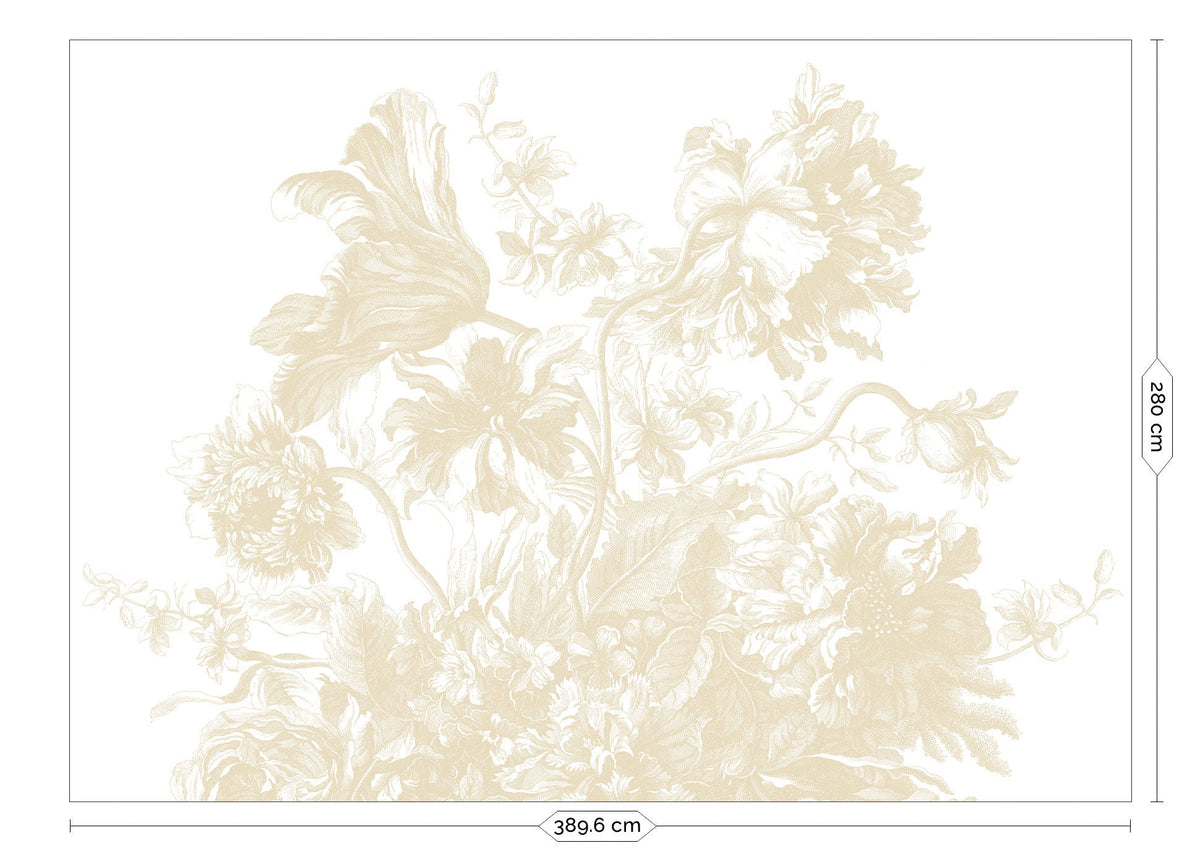 KEK Amsterdam Engraved Flowers Beige Tapete – 389,6 × 280 cm FU-041
