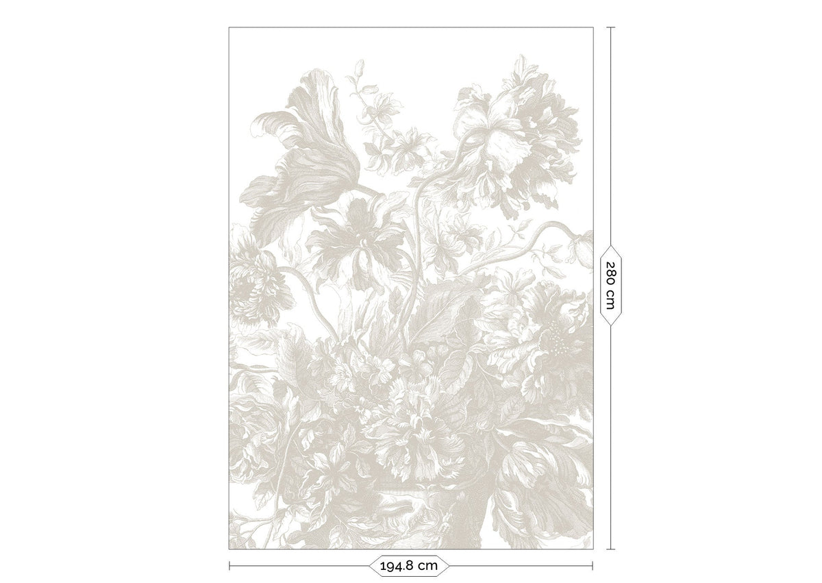 KEK Amsterdam Engraved Flowers Grau Tapete-Tapeten-KEK Amsterdam-194,8 × 280 cm (4 Bahnen)-TOJU Interior