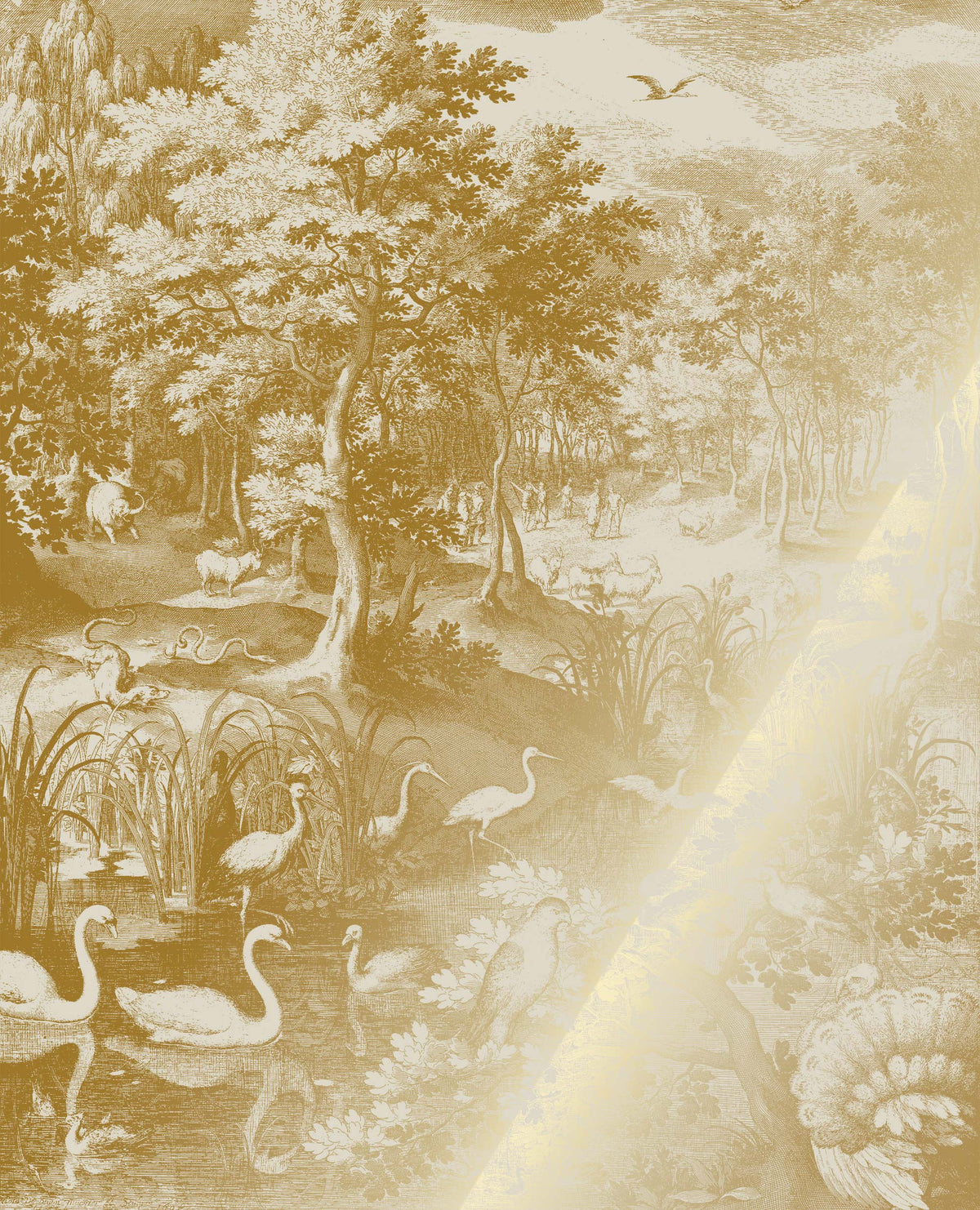 KEK Amsterdam Engraved Landscapes Gold Sand – Tapetenmotiv