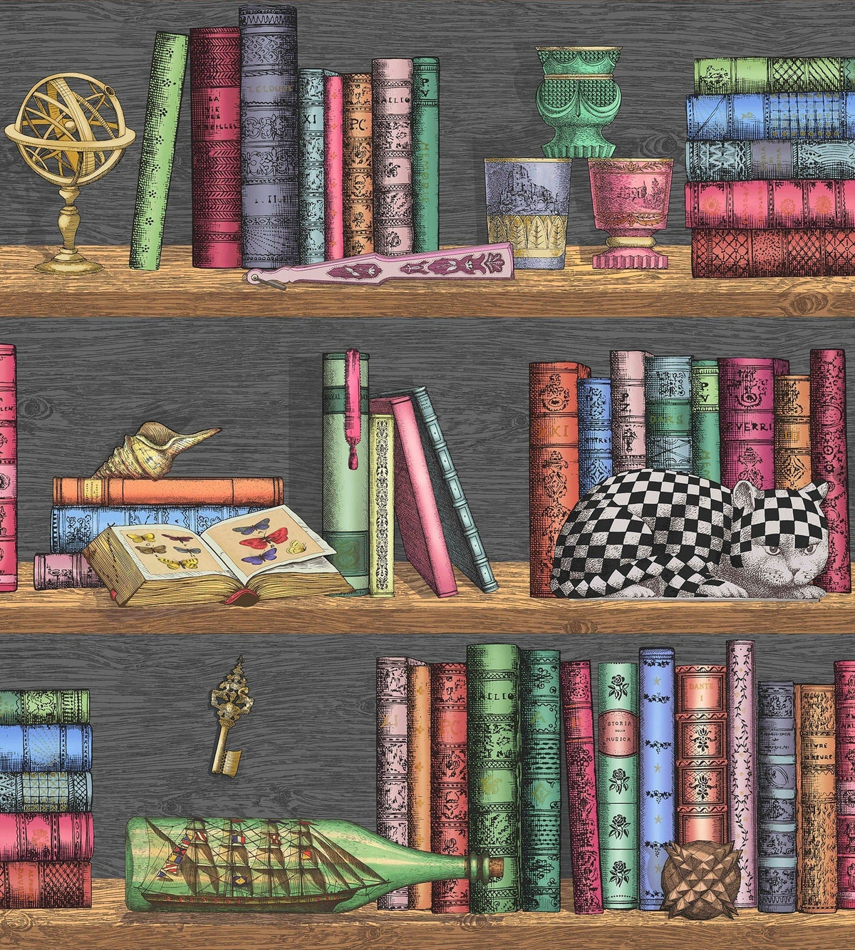 Cole & Son Fornasetti Libreria Tapete in Rich Multi, 114/13025