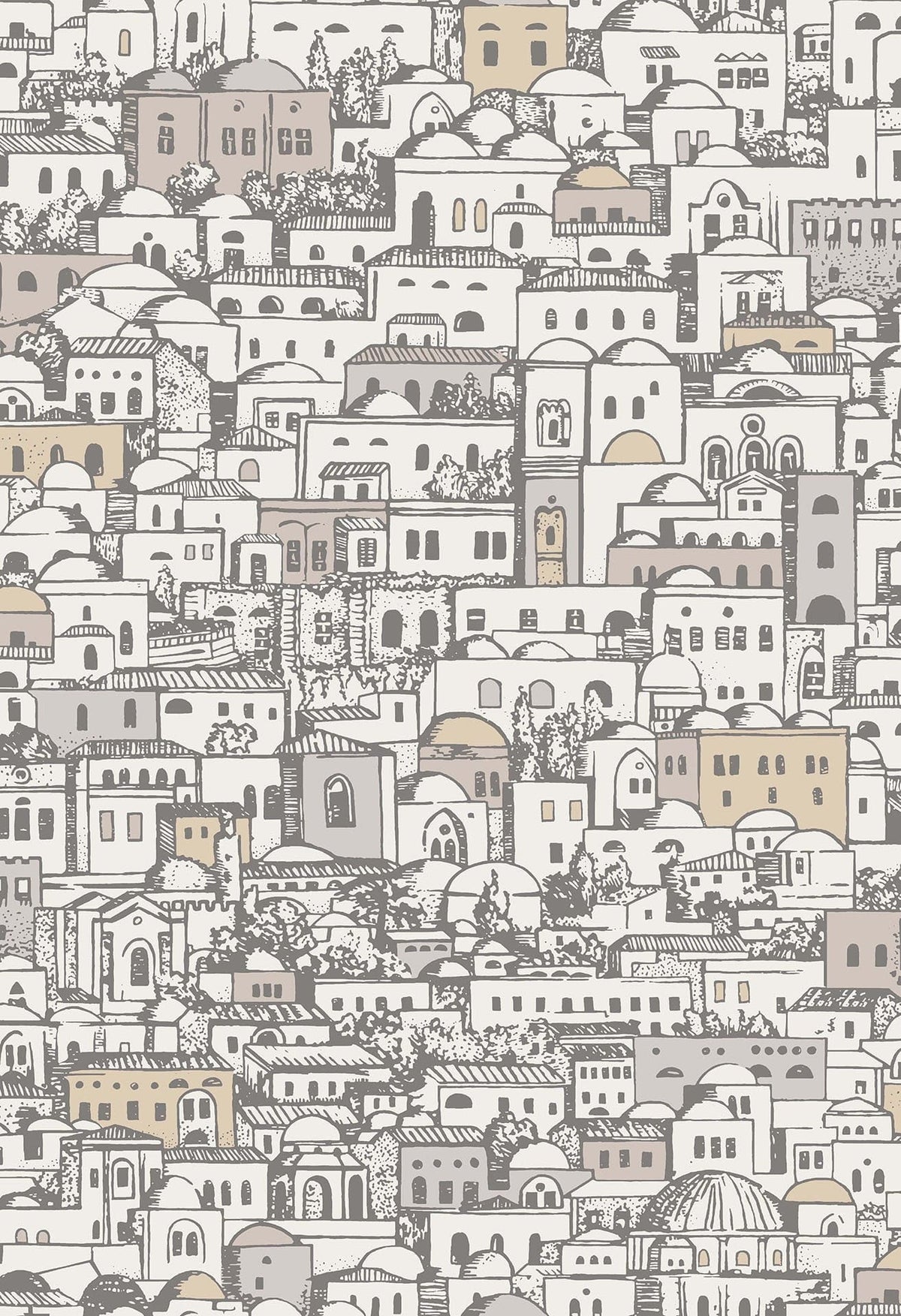 Cole & Son Mediterranea Tapete in White & Metallic Gilver