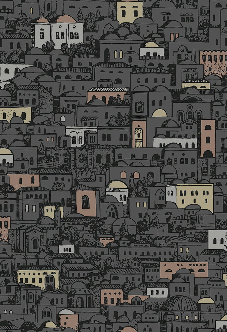 Cole & Son Mediterranea Tapete in Charcoal & Metallics