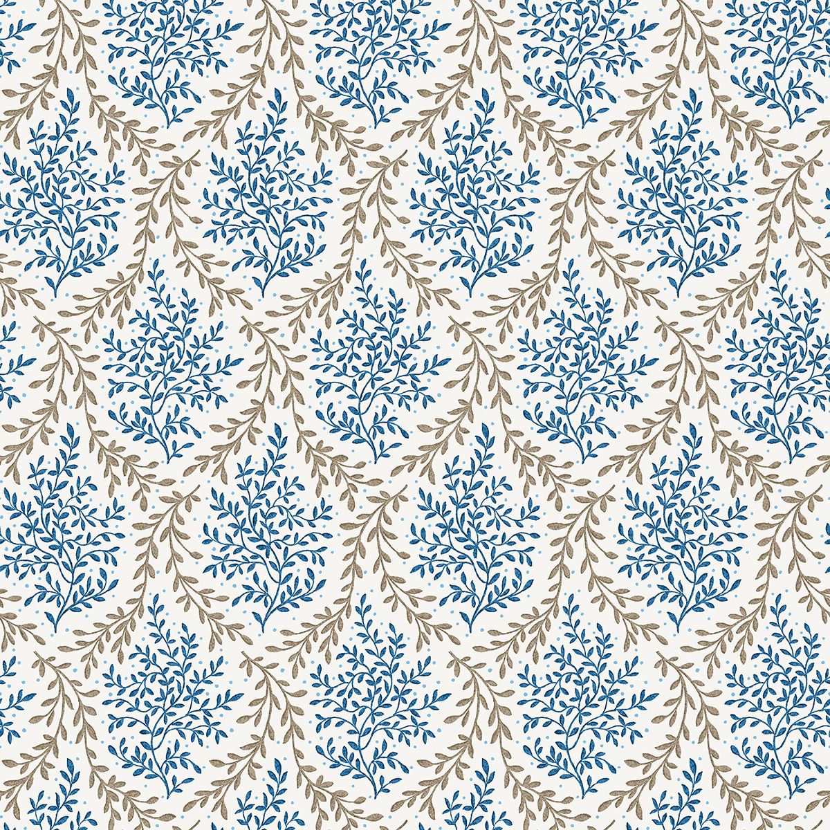Nina Campbell Bedgebury – Stoff – NCF4534-02 – Indigo / Chocolate