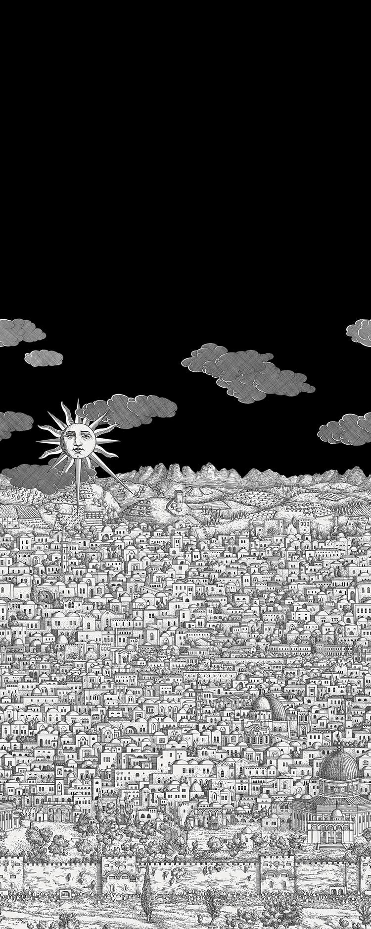 Cole & Son Fornasetti Vista Mediterranea Charcoal Sky – Tapetenpaneel