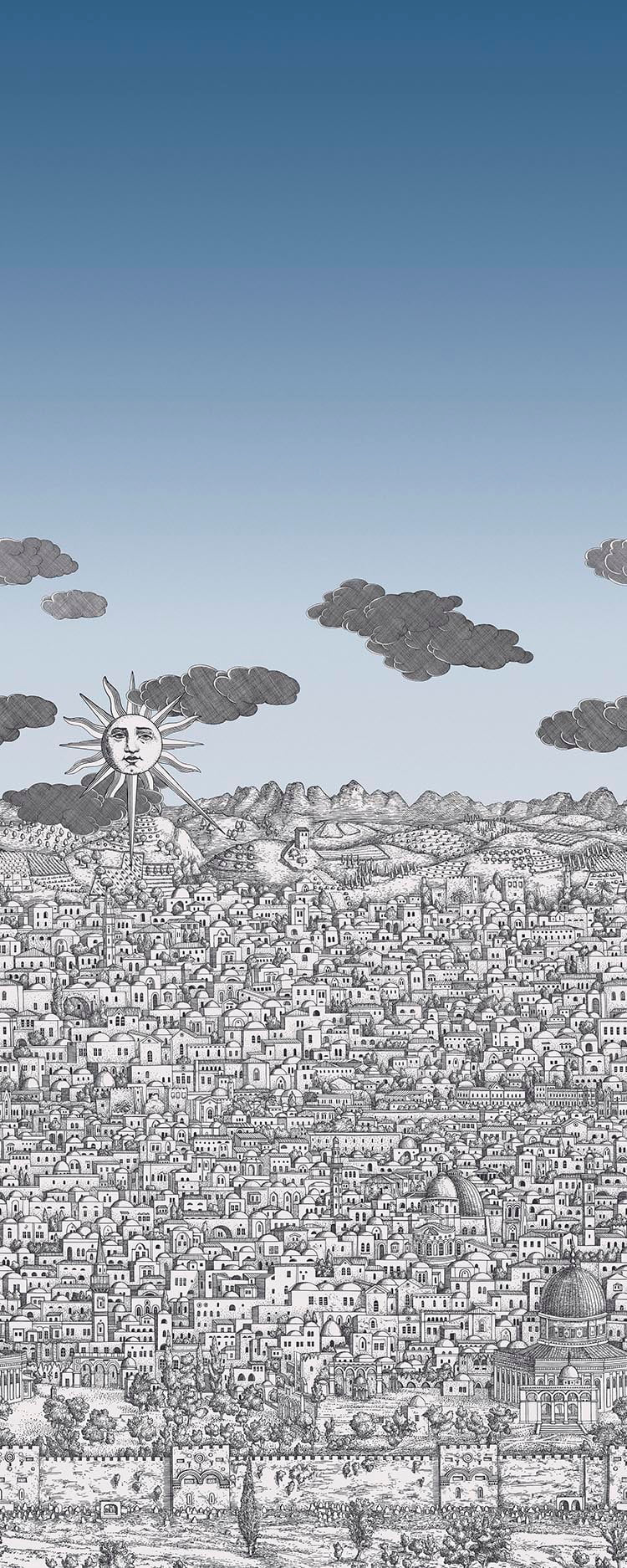 Cole & Son Fornasetti Vista Mediterranea Blue Ombre Sky – Tapetenpaneel