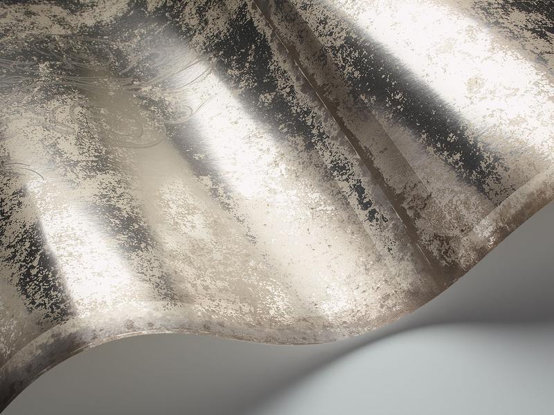 Cole and Son - Tapete Albery Wallpaper-Tapeten-Cole & Son-Rose Metallic Gold on Silver Foil S94/4019-TOJU Interior