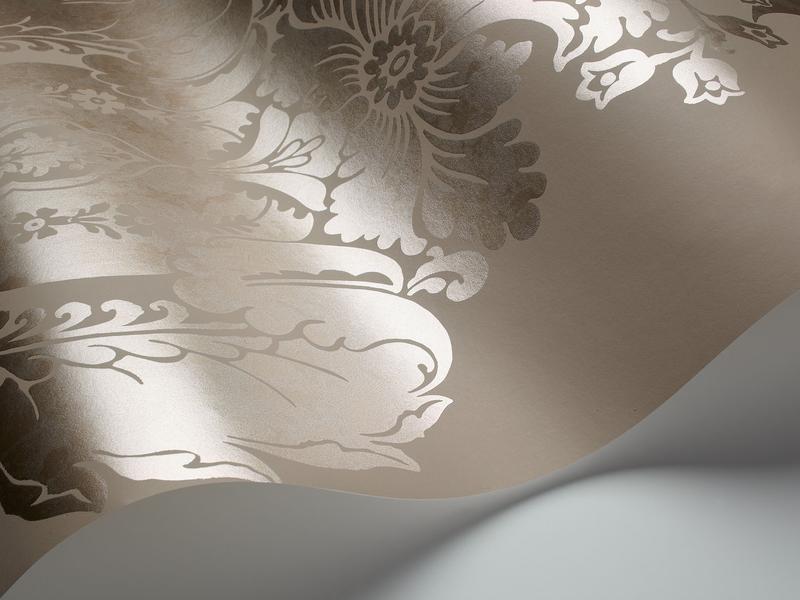 Cole and Son - Tapete Baudelaire Wallpaper-Tapeten-Cole & Son-Metallic Gilver on Dark Taupe S94/1001-TOJU Interior