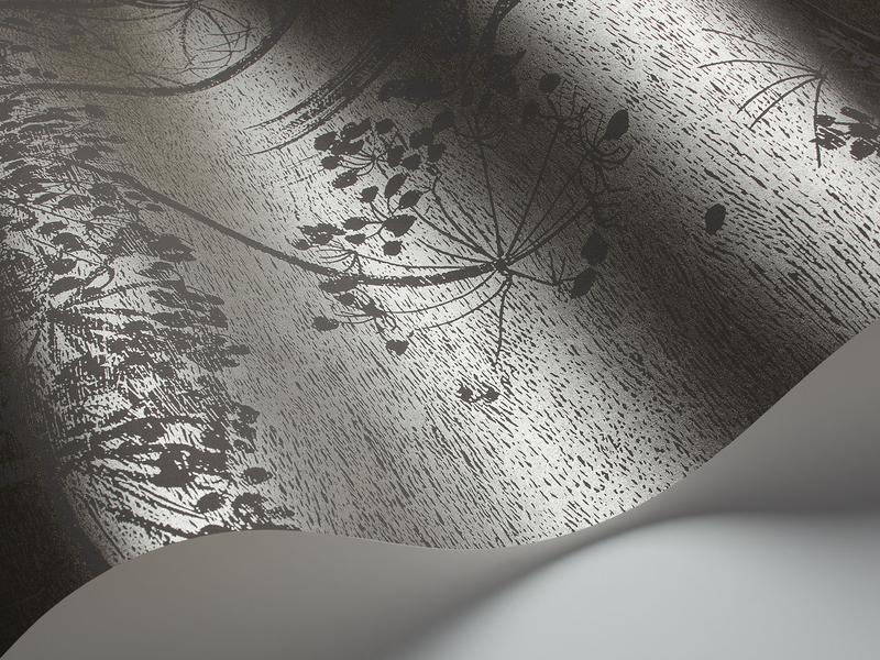 Cole and Son - Tapete Cow Parsley Wallpaper-Tapeten-Cole & Son-Charcoal & Metallic Gilver-TOJU Interior