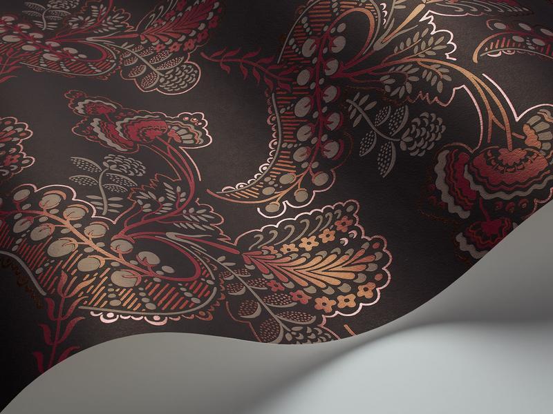 Cole and Son - Tapete Hartford Wallpaper-Tapeten-Cole & Son-Magenta & Rogue on Charcoal S88/4016-TOJU Interior