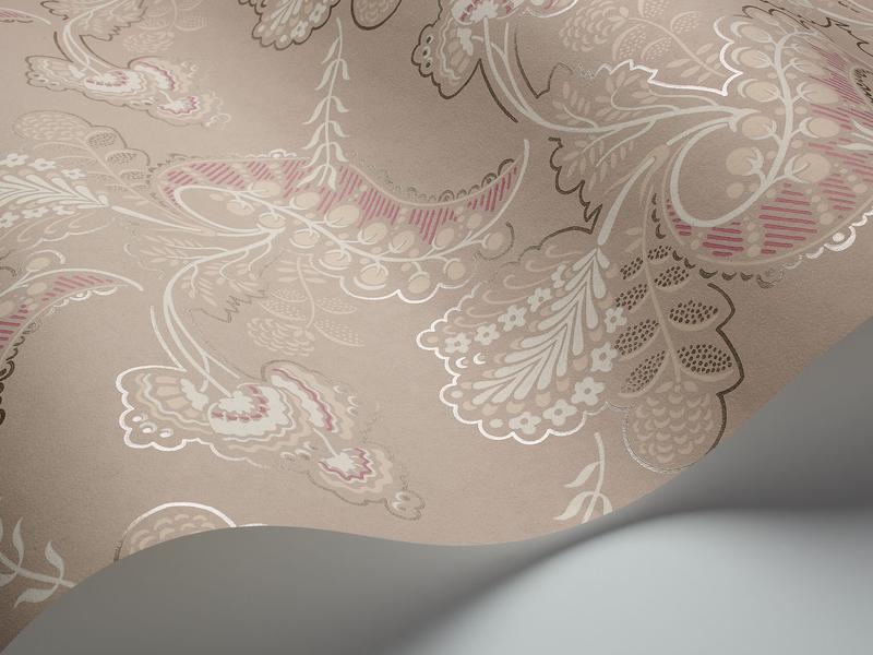 Cole and Son - Tapete Hartford Wallpaper-Tapeten-Cole & Son-Parchment & Fuchsia on Dark Shell S88/4017-TOJU Interior