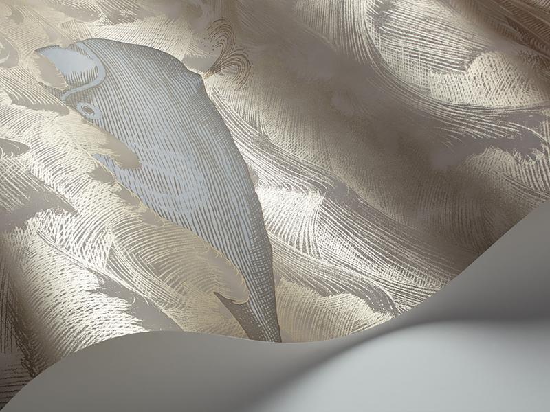 Cole and Son - Tapete Melville Wallpaper-Tapeten-Cole & Son-Seafoam & Metallic Gilver S103/1002-TOJU Interior