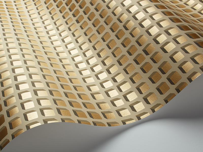 Cole and Son - Tapete Mosaic Wallpaper-Tapeten-Cole & Son-Metallic Gold on Oat S105/3014-TOJU Interior
