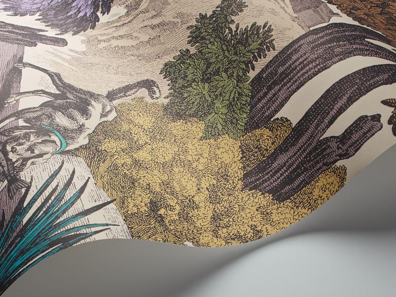 Cole and Son - Tapete Versailles Grand (2 roll set) Wallpaper-Tapeten-Cole & Son-Purple & Safari on White S99/16065-TOJU Interior