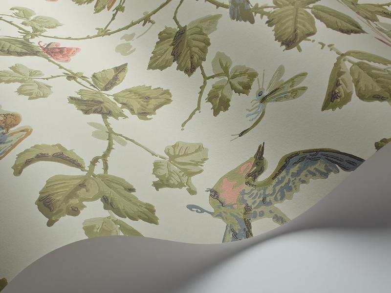 Cole and Son - Tapete Winter Birds Wallpaper-Tapeten-Cole & Son-Multi & Olive on White S100/2006-TOJU Interior