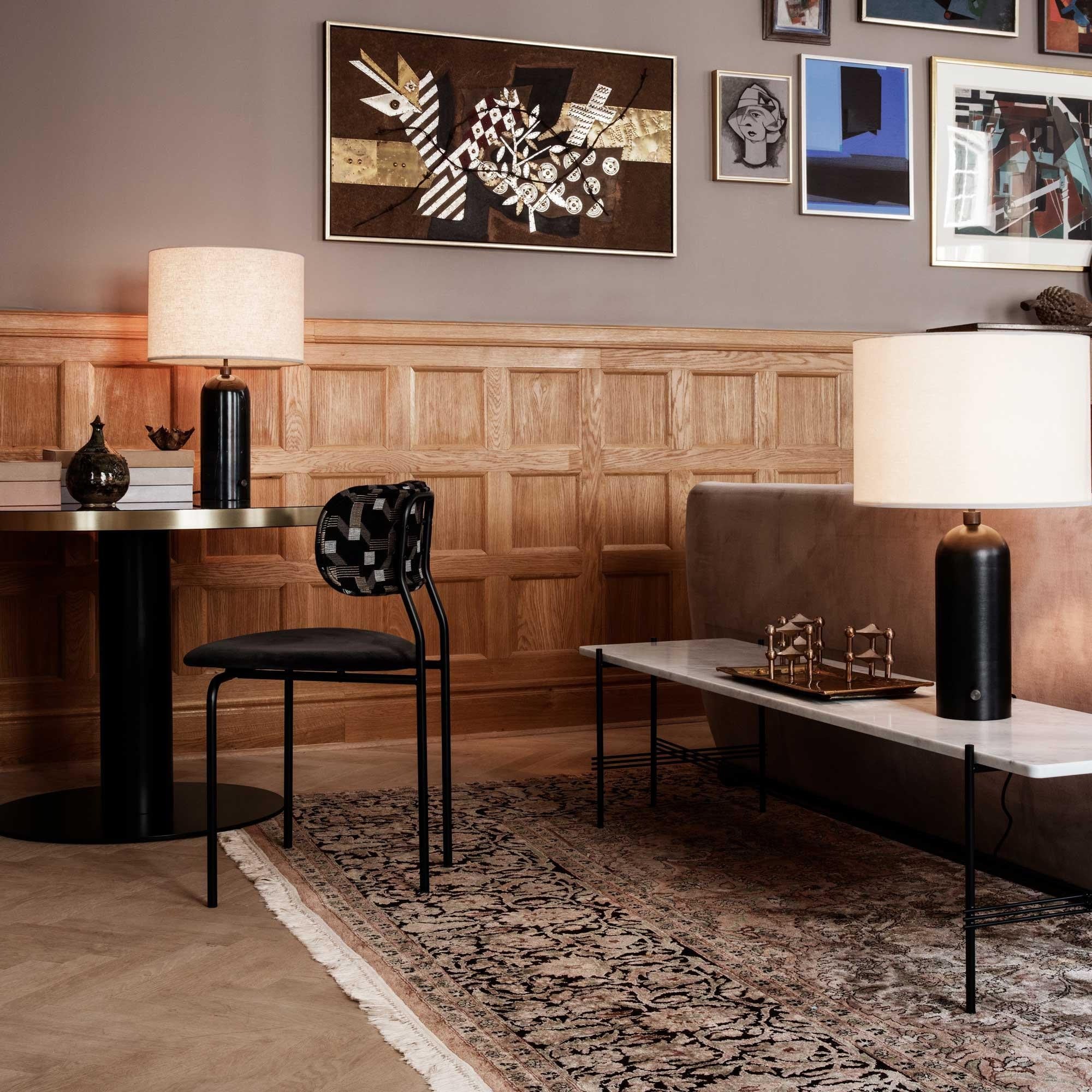 Gubi - Gravity Tischleuchte S-Gubi-grauer Marmor / Leinen Schirm-TOJU Interior