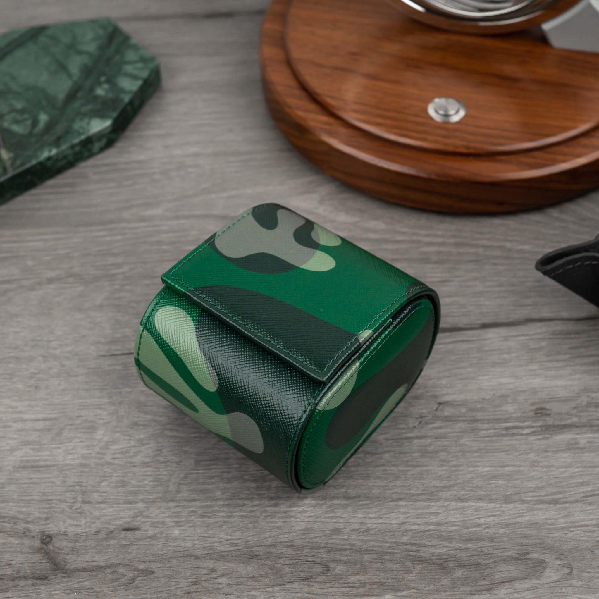 IFL Watches - Watch Roll - Green Camo Watch Roll für 1 Uhr-Uhrenrolle-TOJU Interior