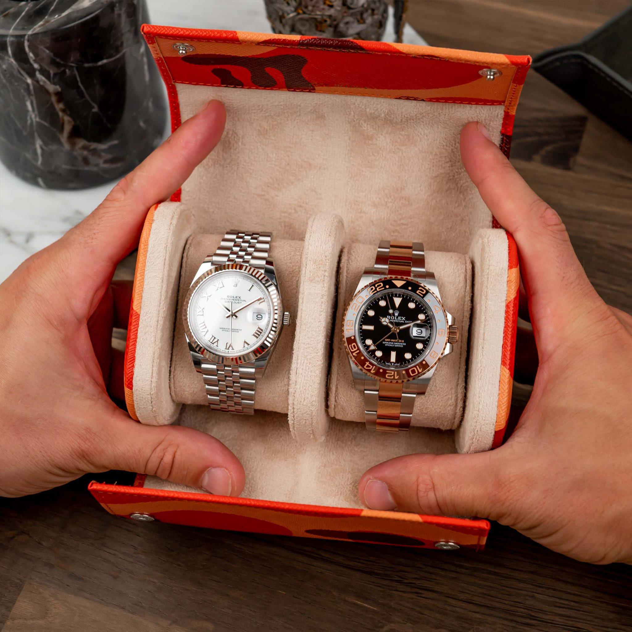 IFL Watches - Watch Roll - Orange Camo Watch Roll für 2 Uhren-Uhrenrolle-TOJU Interior