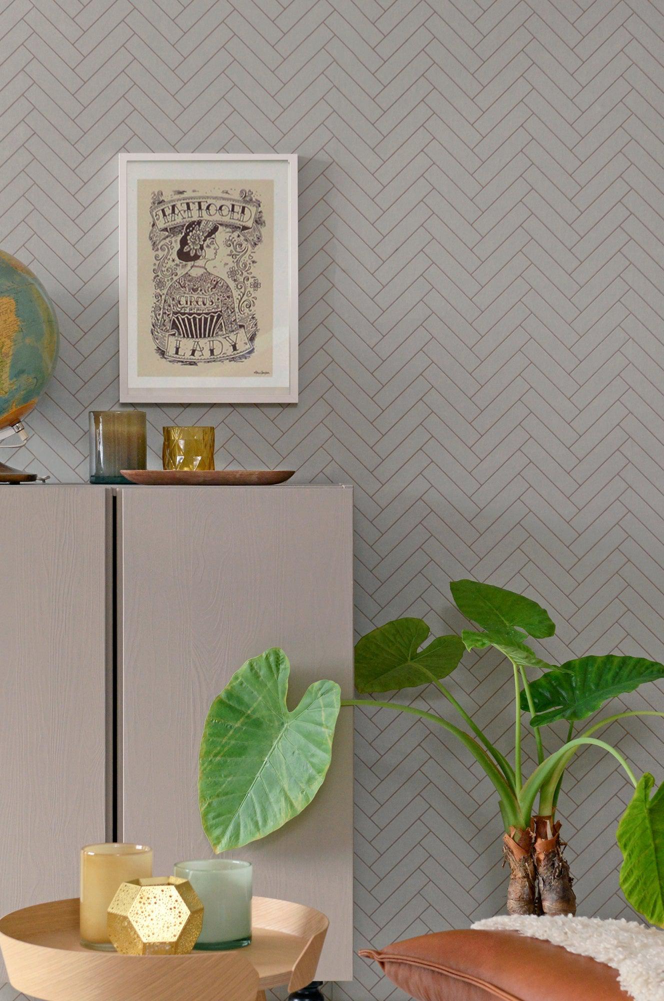 Majvillan - Tapete Herringbone-Tapeten-Majvillan-Greige Blue-TOJU Interior