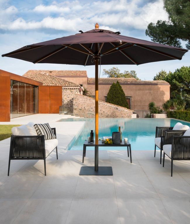 Unopiu - Runder Sonnenschirm Lipari-Sonnenschirm-Unopiu-Kaffeefarben-400cm-TOJU Interior