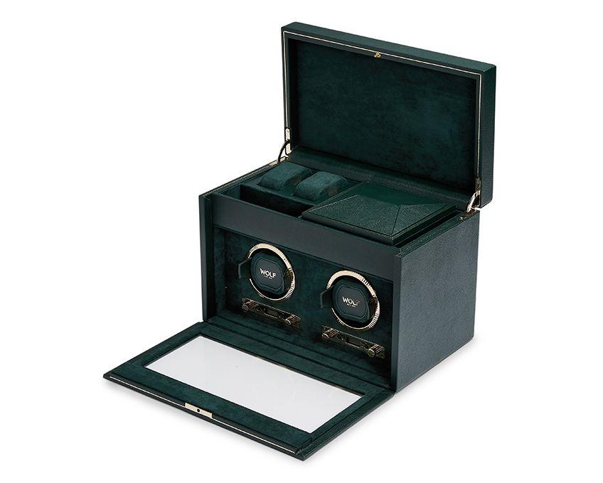 Wolf - Uhrenbeweger - British racing green Double Watch Winder-Uhrenbeweger-Wolf 1834-TOJU Interior