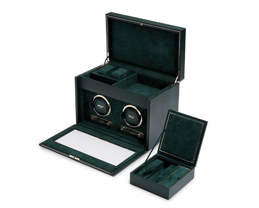 Wolf - Uhrenbeweger - British racing green Double Watch Winder-Uhrenbeweger-Wolf 1834-TOJU Interior
