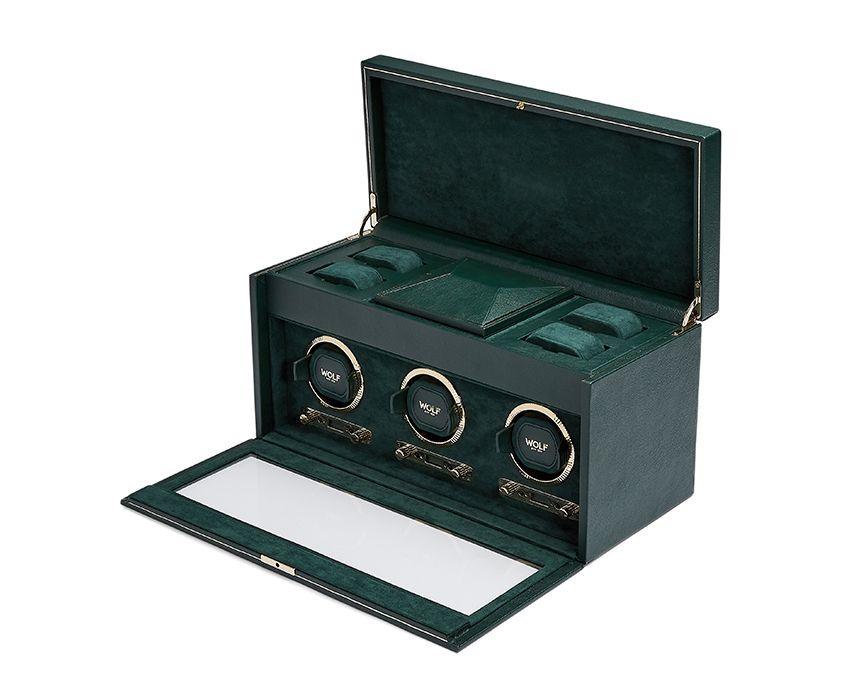 Wolf - Uhrenbeweger - British racing green triple Watch Winder-Uhrenbeweger-Wolf 1834-TOJU Interior