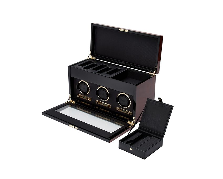 Wolf - Uhrenbeweger - Savoy triple Winder with Storage-Uhrenbeweger-Wolf 1834-BURLWOOD-TOJU Interior