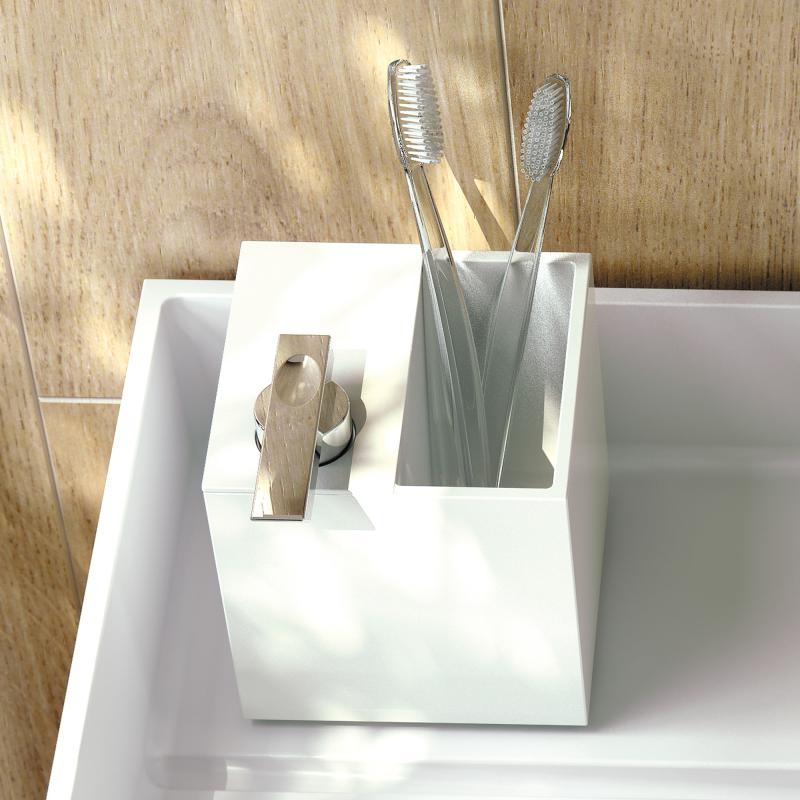 Cosmic - Seifenspender + Zahnbürstenhalter the Grid-Seifenspender-Cosmic-Chrom-Weiß-TOJU Interior