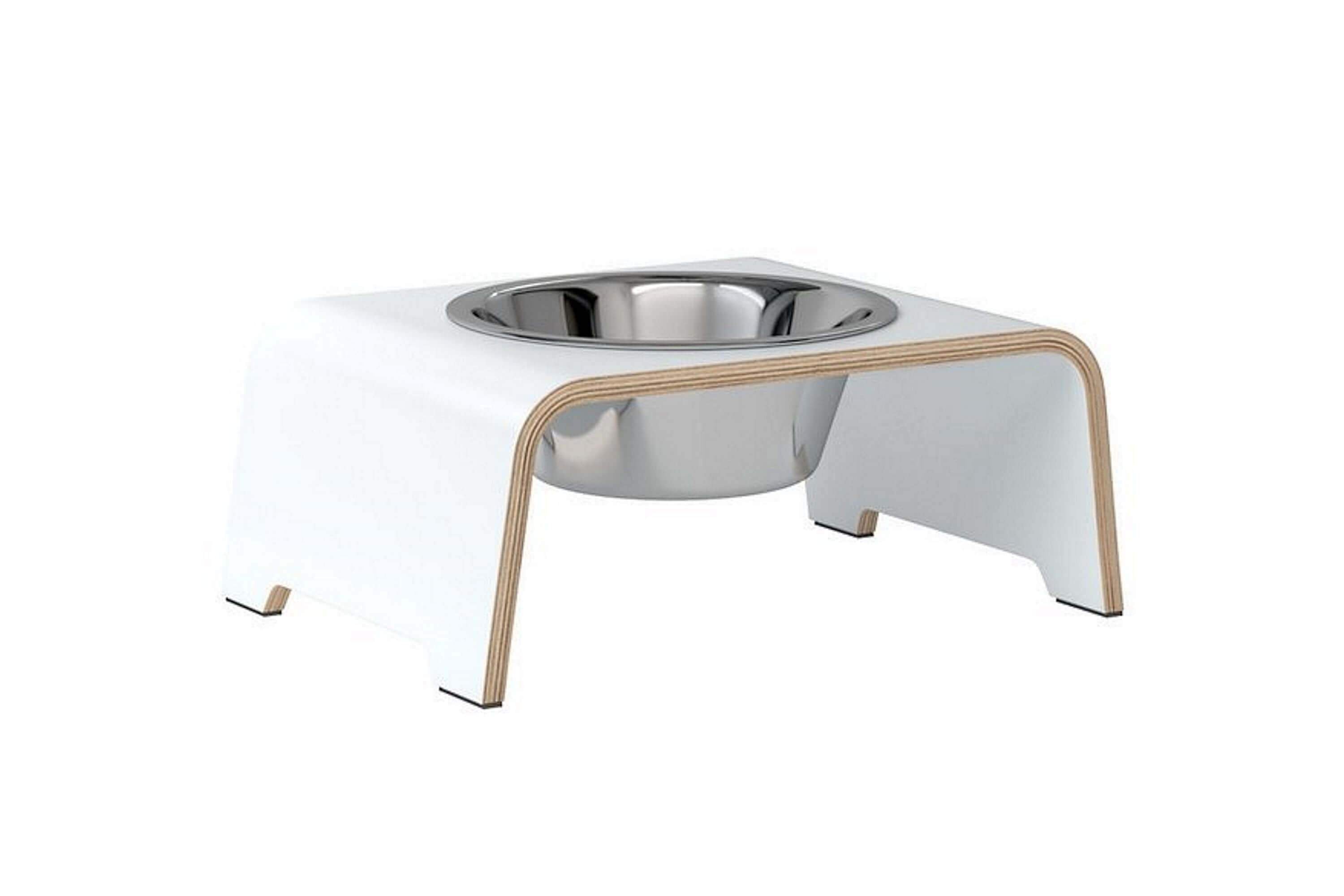 dogBar® Single M small weiß mit Edelstahl-dogBar-TOJU Interior