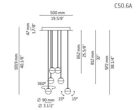 Estiluz Pendelleuchte - Alfi C50.6A - TOJU Interior