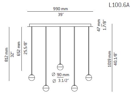 Estiluz Pendelleuchte -Alfi L100.6A - TOJU Interior