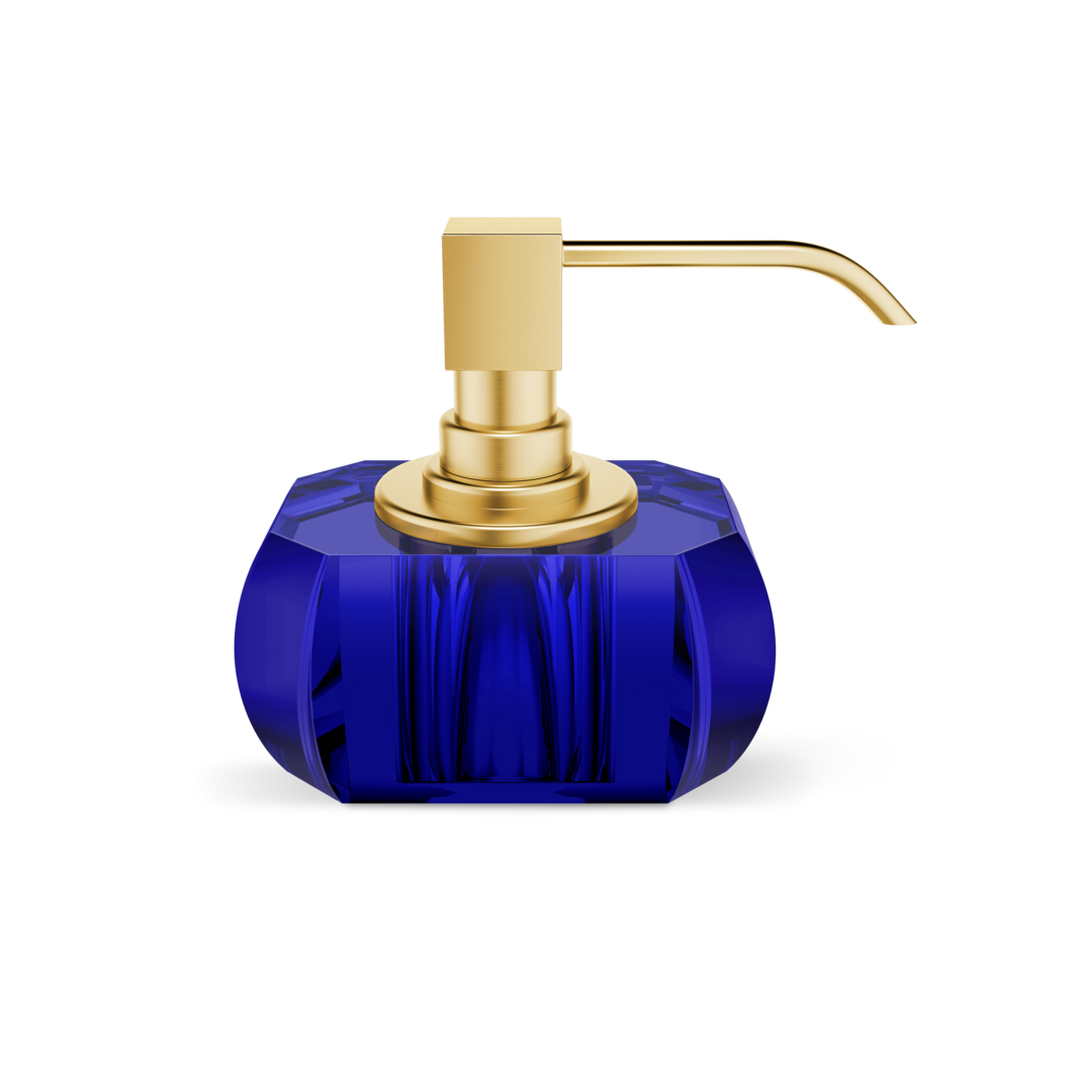 Decor Walther KRISTALL Seifenspender – Capri Blau / Gold Matt 24 Karat – Art. 0933495