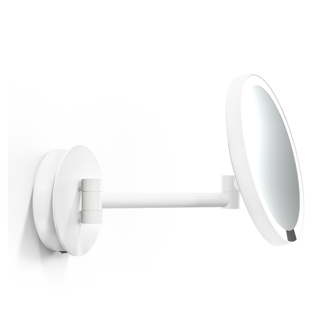 Decor Walther LOOK PLUS WR 5X LED Wandkosmetikspiegel beleuchtet – Weiß matt - 5-fache Vergrößerung - Wiederaufladbar – Art. 0125650