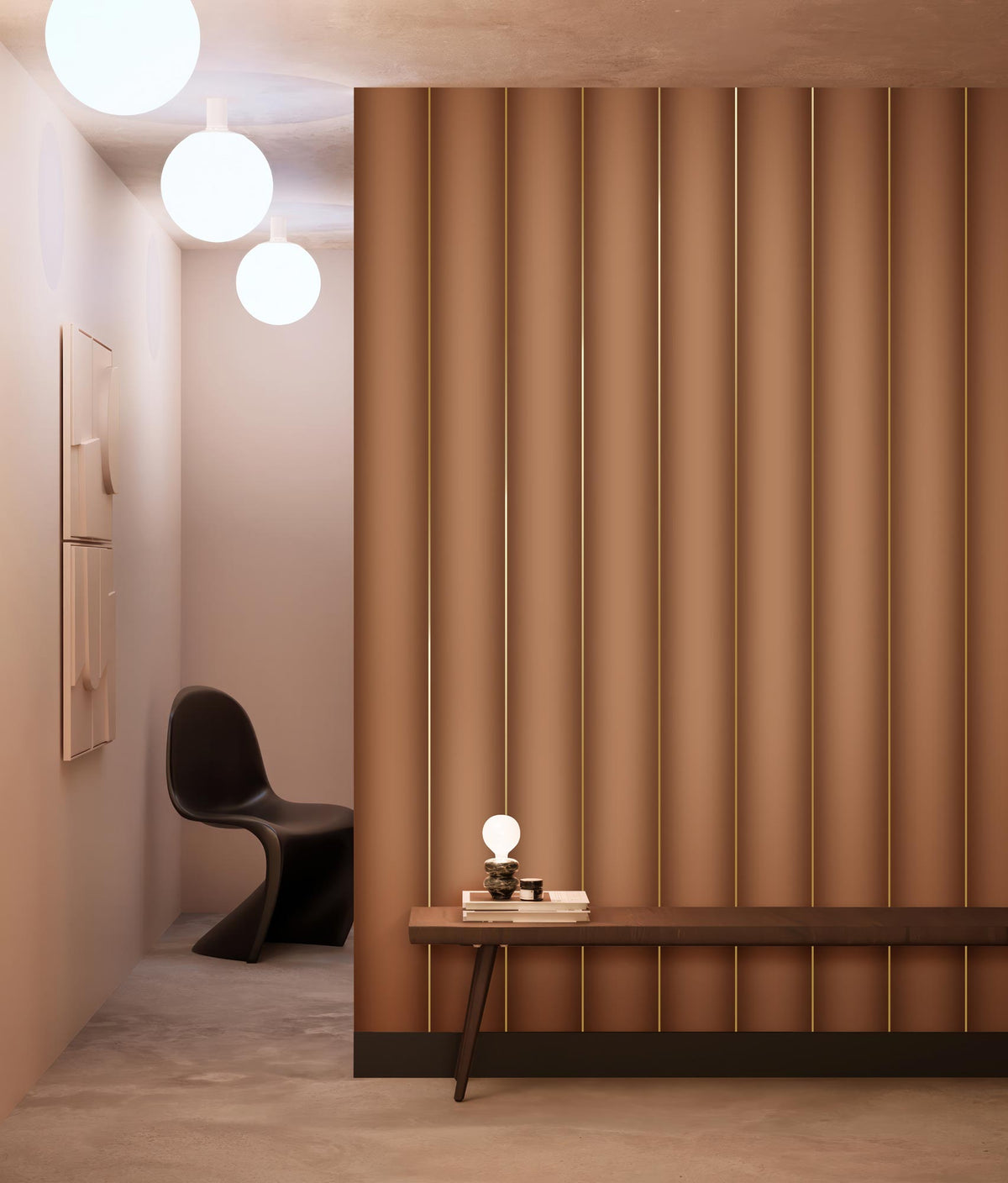 KEK Amsterdam Gold Stripes Gold/Camel Tapete als elegante Streifentapete im Wohnraum
