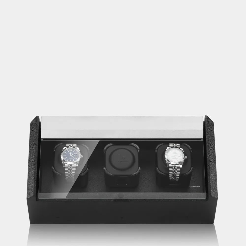 Luxwinder by Modalo - Uhrenbeweger Carat für 3 Uhren – Strukturlack schwarz