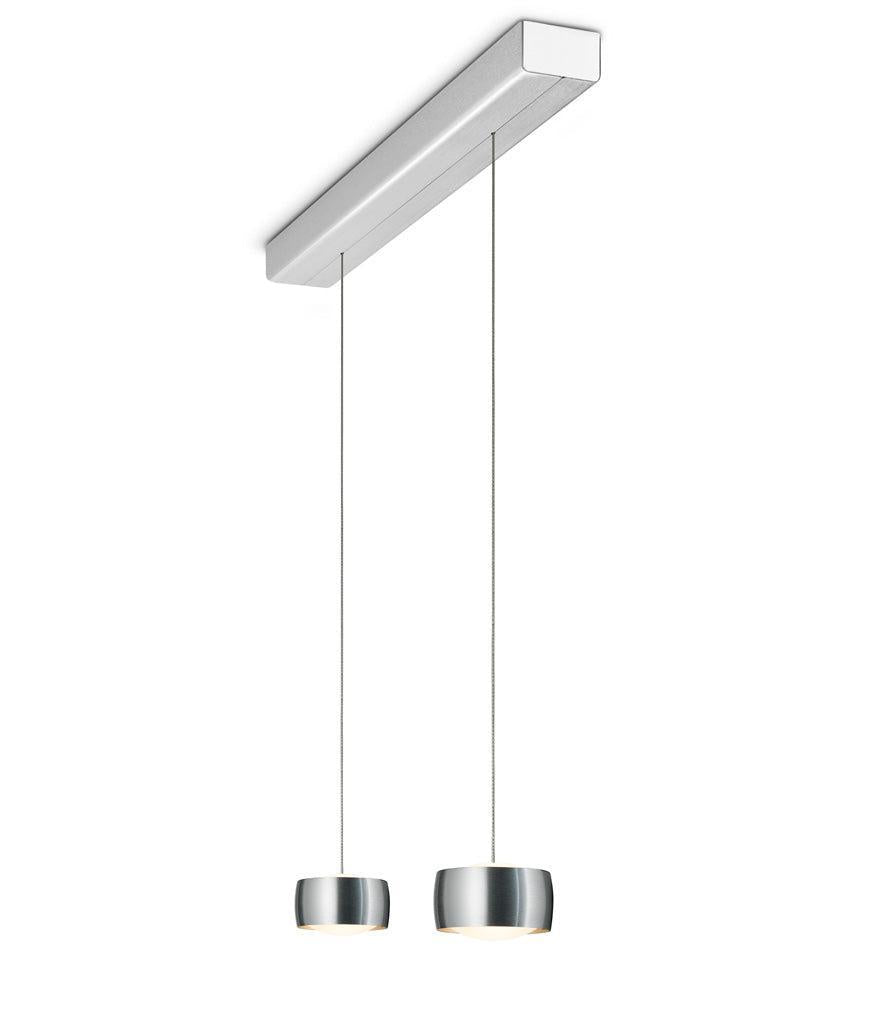 Oligo - Pendelleuchte Grace mit unsichtbarer Höhenverstellung 2 flammig-Pendelleuchte-Oligo-Weiß matt-Chrom-Aluminium gebürstet-GUHWCA-TOJU Interior